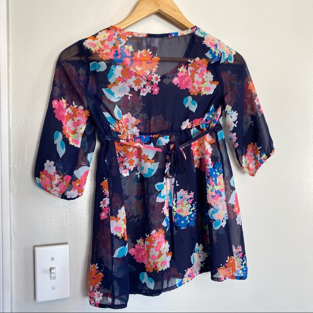 GIRLS JUSTICE 3/4 sleeve sheer top size 10